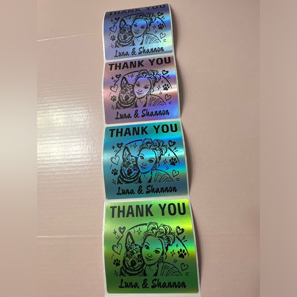 50 ct. Custom 3”x3” Multi-Color Rainbow Holographic Square Sticker Labels - Picture 8 of 10